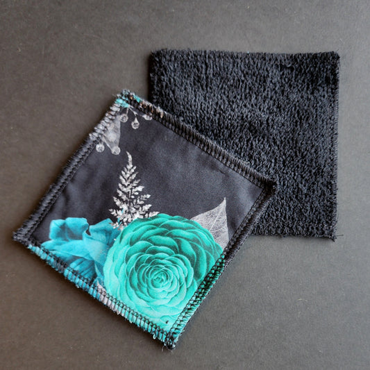 Lingettes (7) Démaquillantes - Fleuri Turquoise