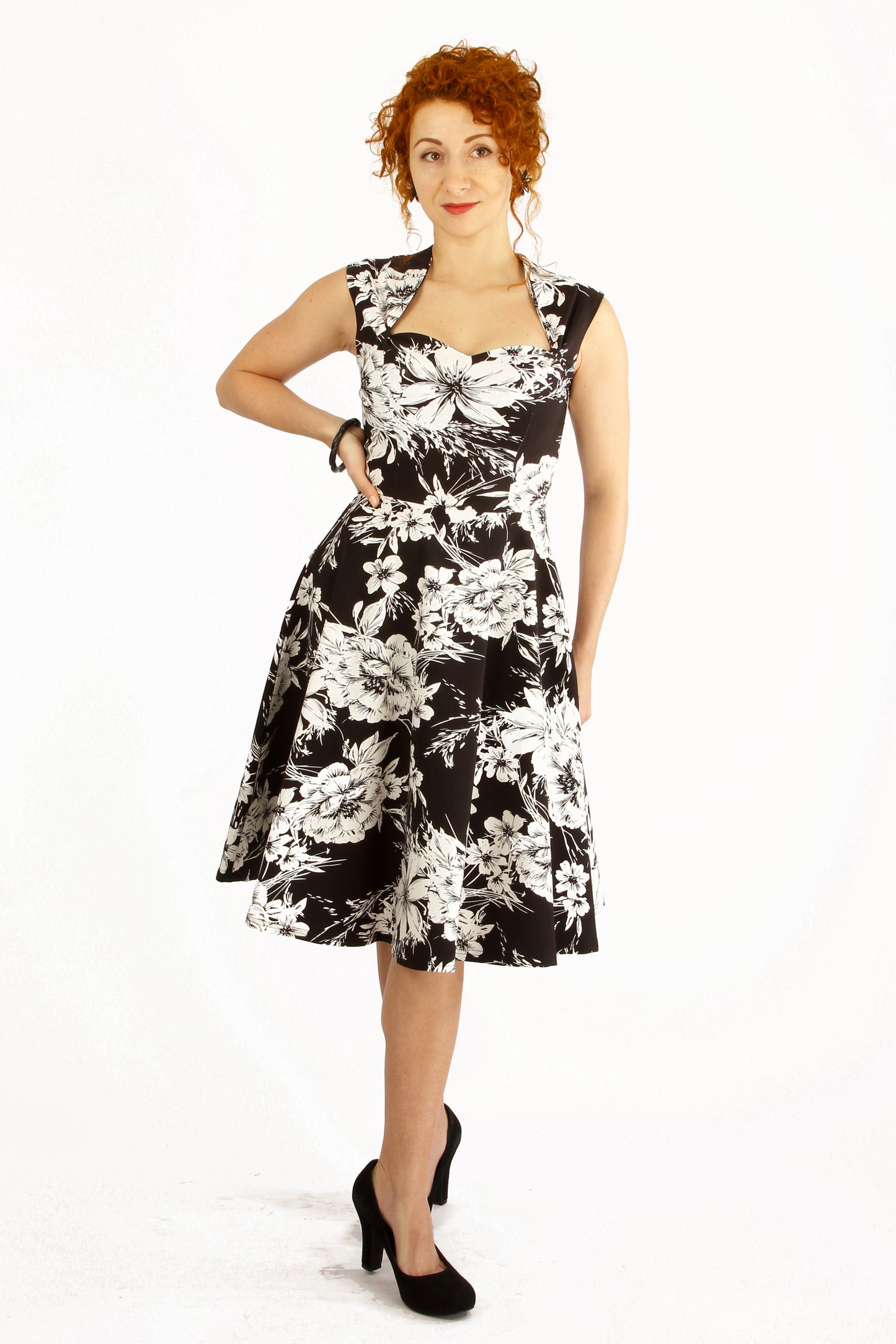 Robe Helga - Fleurie Noir et Blanc