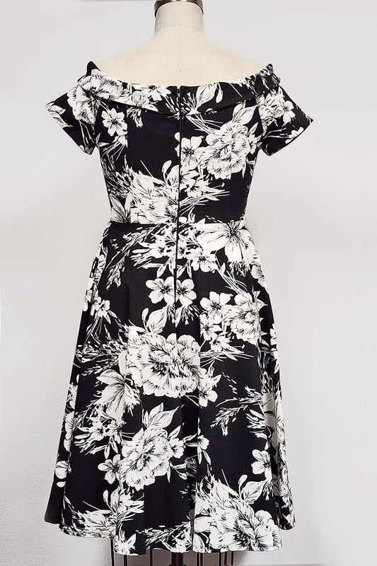 Robe Katie - Fleurie Noir et Blanc