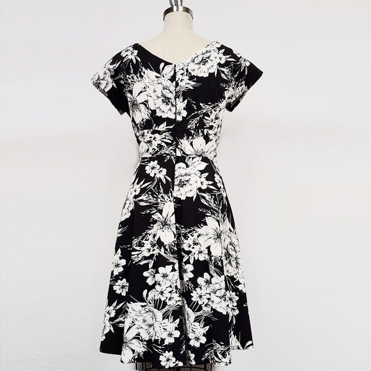 Robe Lynet - Fleurie Noir et Blanc