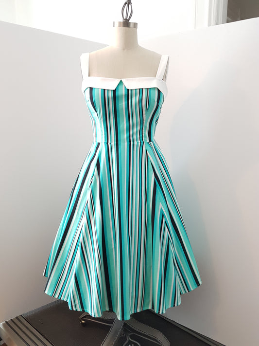 Robe Sally - Turquoise Rayé