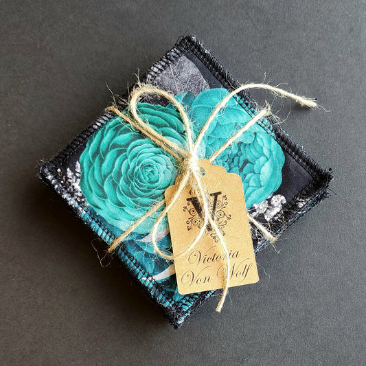 Lingettes (7) Démaquillantes - Fleuri Turquoise