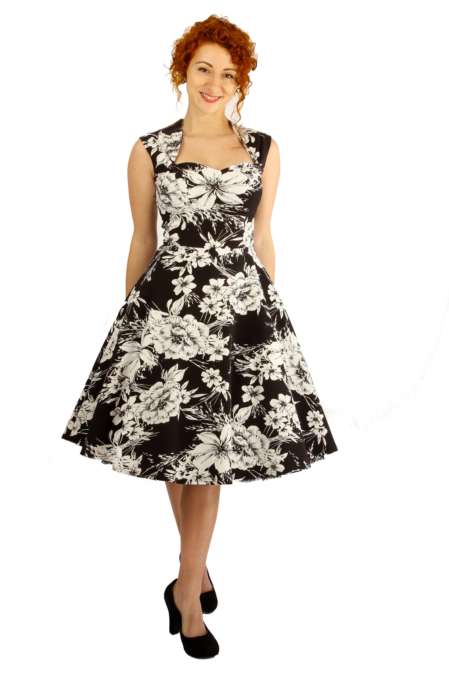Robe Helga - Fleurie Noir et Blanc