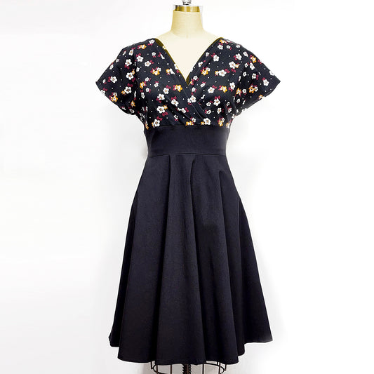 Robe Beryl - Noir et Petites Fleurs
