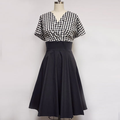 Robe Beryl - Vichy Noir et Blanc