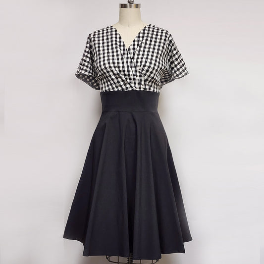 Robe Beryl - Vichy Noir et Blanc