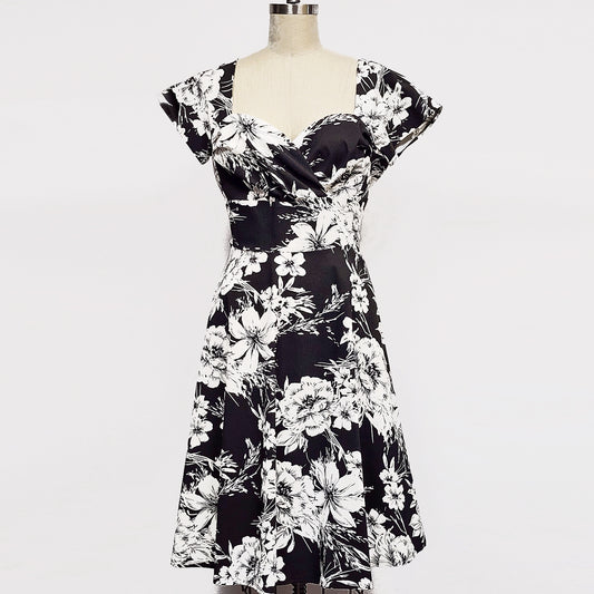 Robe Lynet - Fleurie Noir et Blanc