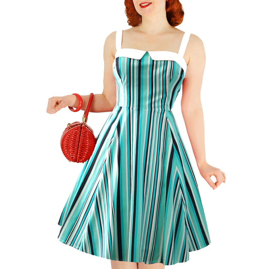 Robe Sally - Turquoise Rayé