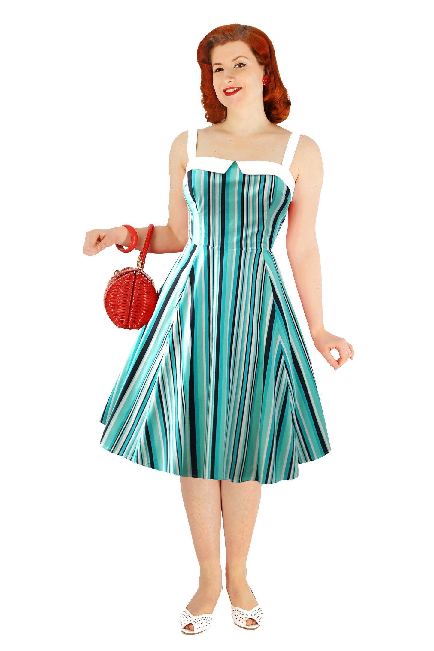 Robe Sally - Turquoise Rayé