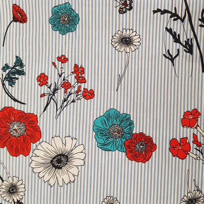 Robe Sally - Bleu Floral et Rouge